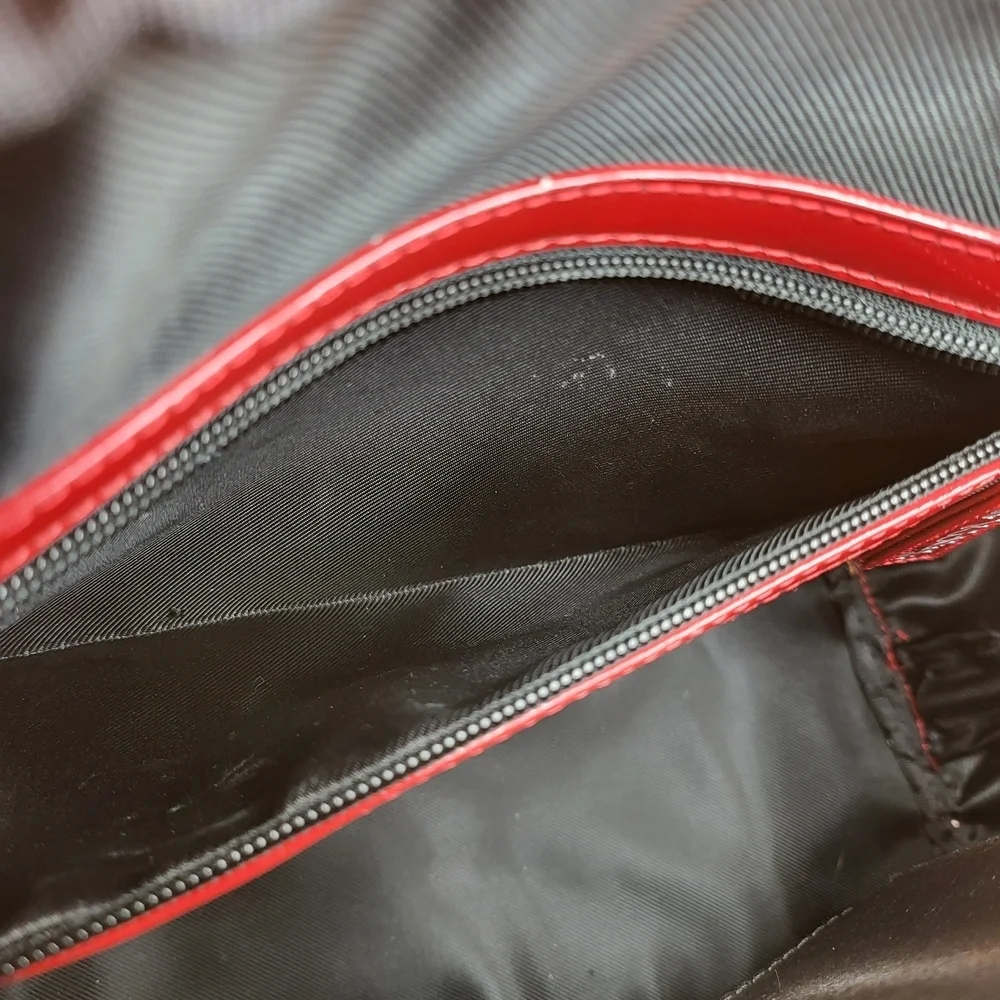 Hello Kitty Red Embossed Satchel with Character Charms..Original..GM size...